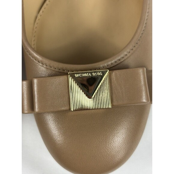 Michael Kors Heels Nude Tan 8.5 M Round Toe Block Heel Pumps Bow - Picture 7 of 11